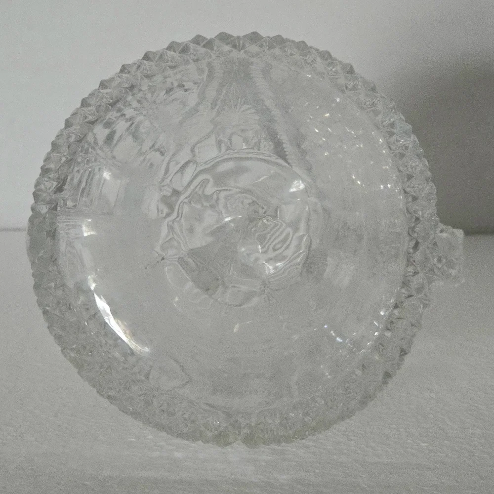 Vintage Early American Pressed Cut Clear Glass Rum Jug